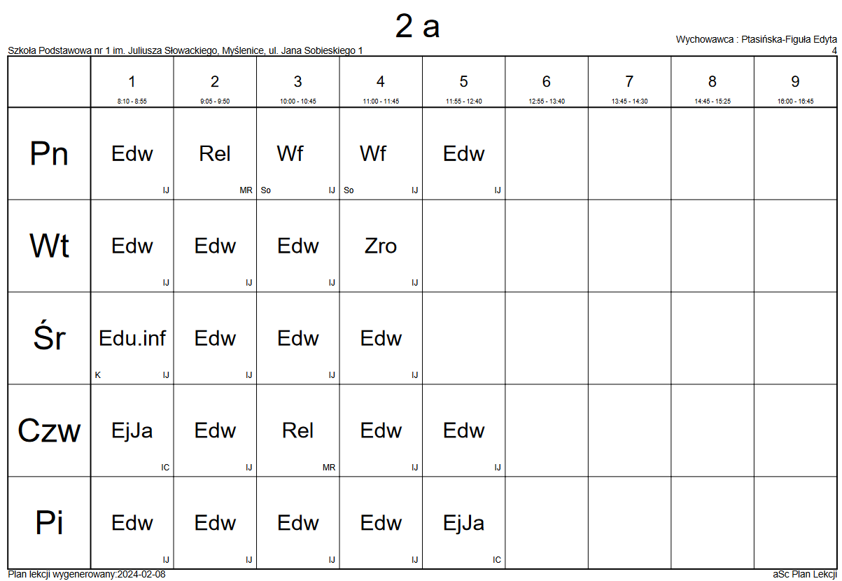 Plan lekcji