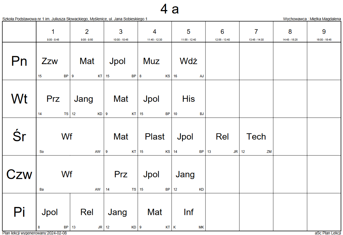 Plan lekcji