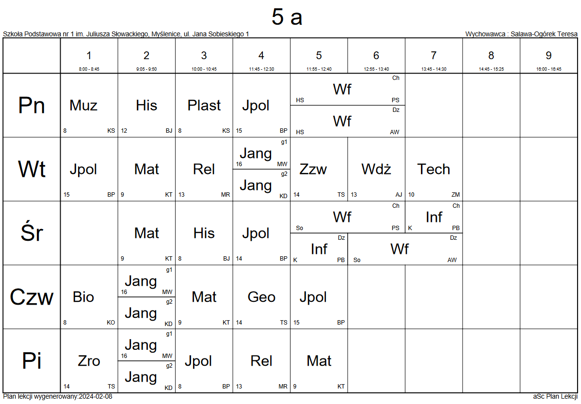 Plan lekcji