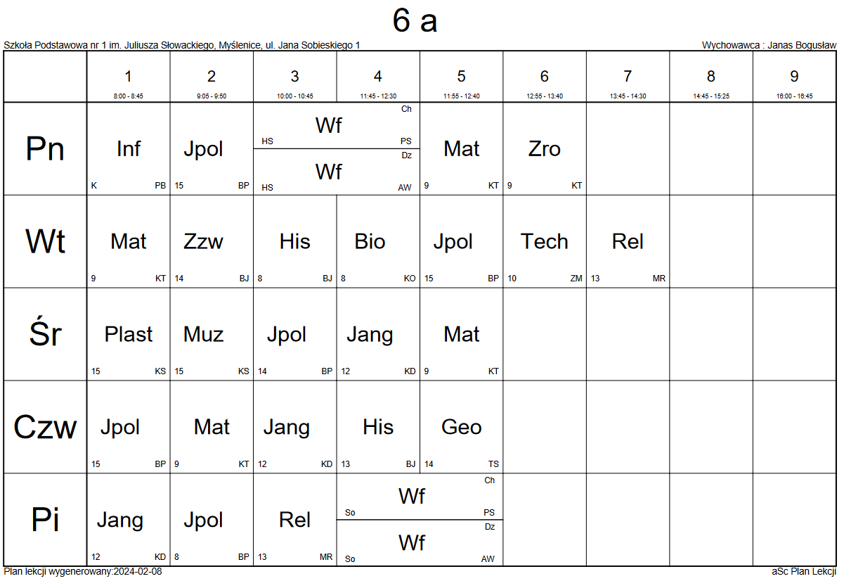 Plan lekcji