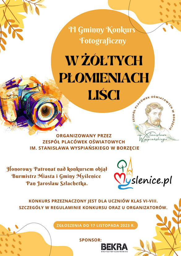 plakat w zoltych plomieniach